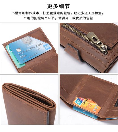 Men's wallet cowhide tri-fold coin purse men's wallet 