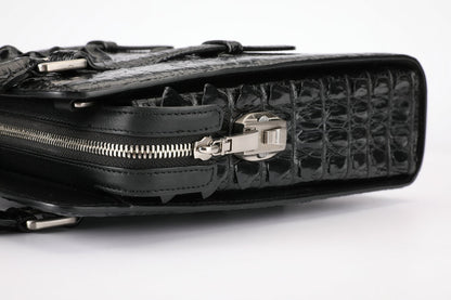 Crocodile Bone Skin Genuine Leather Men's Briefcase Business Commuting Casual Crossbody Shoulder Bag Vertical Handbag 