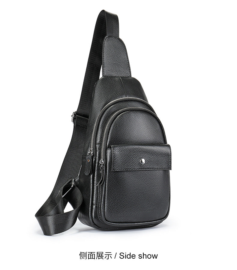 Men's Bust Bag Cowskin Genuine Leather Outer Multifunctional Fashion Casual Sports Men Bag 