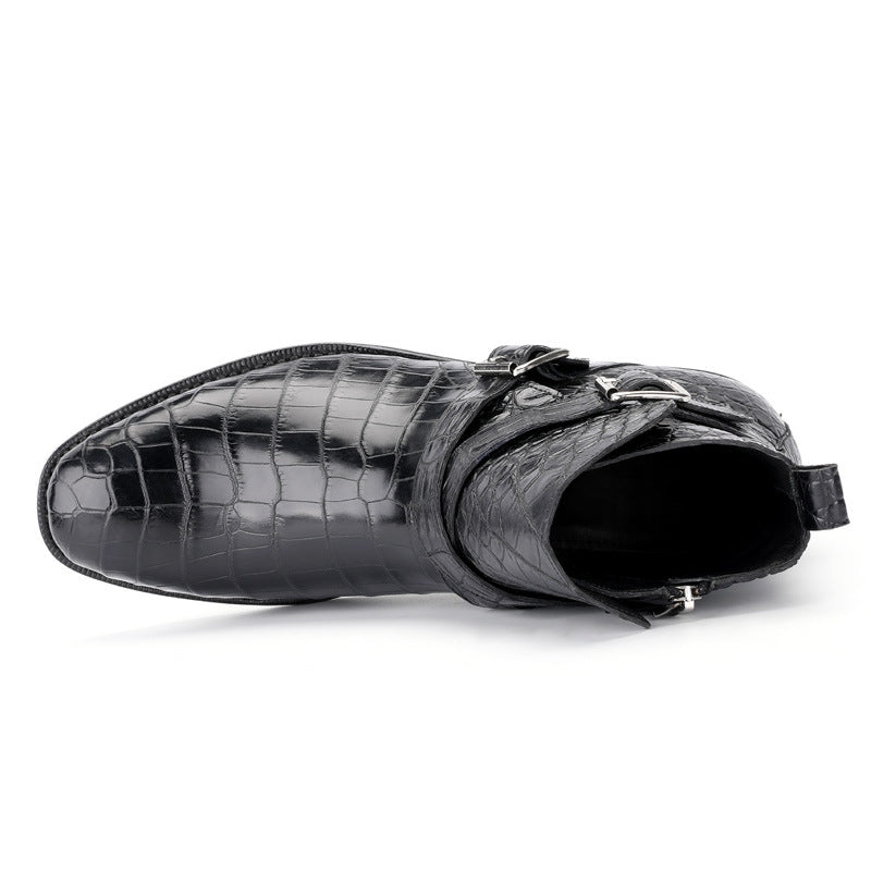 Men's Martin Boots Autumn/Winter Cold Protection Crocodile Skin Genuine Leather Men's Snow Boots 