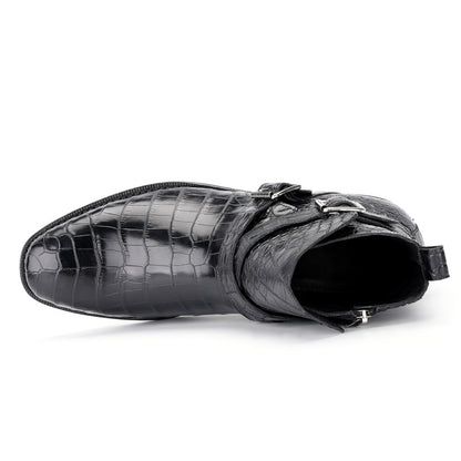 Men's Martin Boots Autumn/Winter Cold Protection Crocodile Skin Genuine Leather Men's Snow Boots 