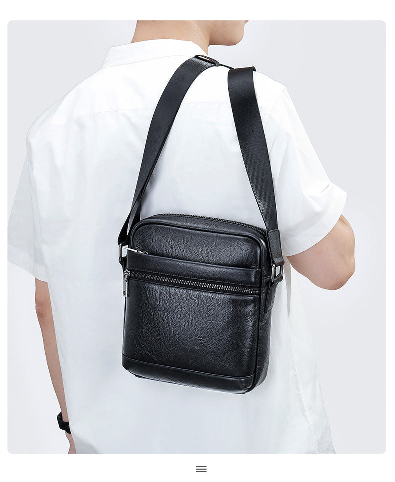 Men's shoulder bag, genuine cowhide leather, business commuting style, crossbody bag for men 