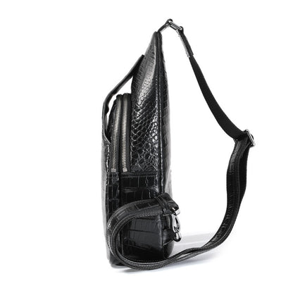 New Thai Siamese Crocodile Skin Men's Bust Bag Genuine Leather High Quality Casual Fashion Crossbody Shoulder Bag 