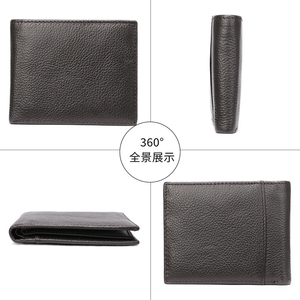 Men's short wallet made of genuine cowhide leather bifold folding DIY handmade wallet men's wallet 
