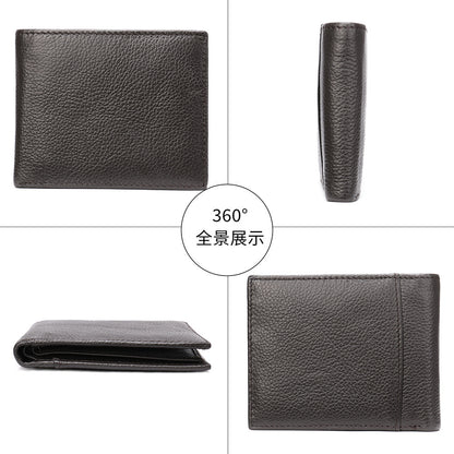 Men's short wallet made of genuine cowhide leather bifold folding DIY handmade wallet men's wallet 
