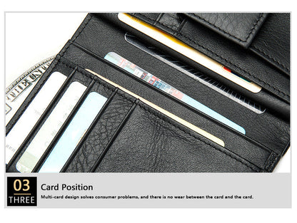 Men's wallet cowhide texture lychee pattern card holder business wallet for men 