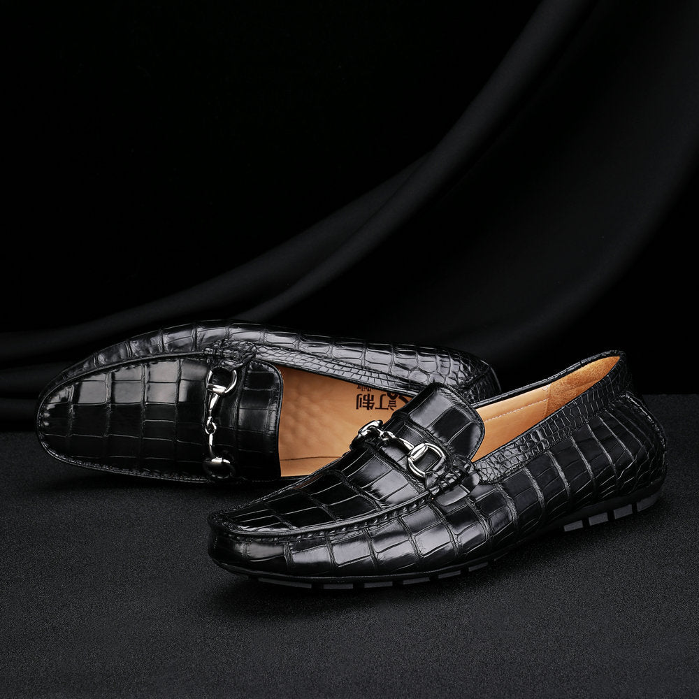 Crocodile Skin Men's Leather Shoes Genuine Leather Moccasins Fashion Casual Men's Shoes 