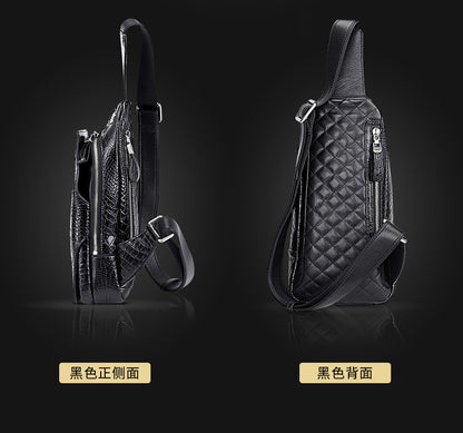 Crocodile bone skin bust bag genuine leather men's bag casual luxury crossbody bag 