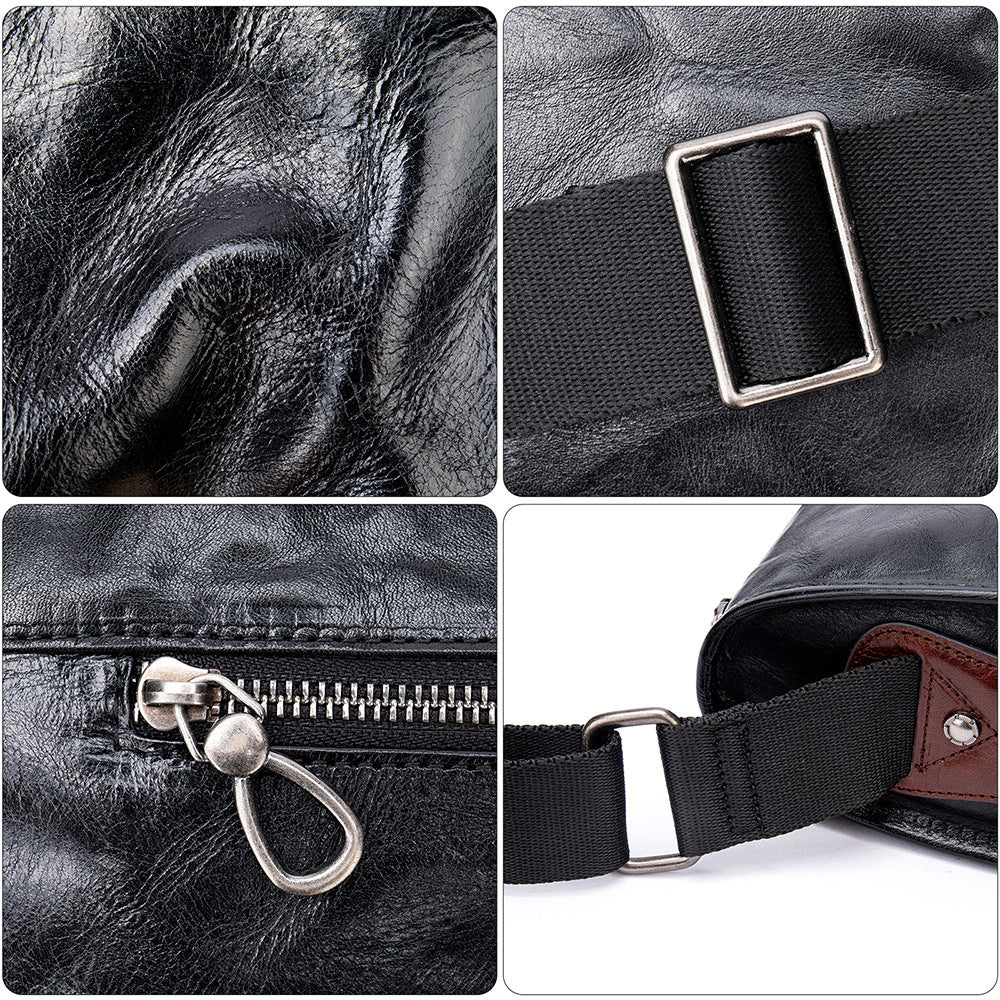 Men's Shoulder Bag Genuine Cowhide Leather Fashion Hand-held Crossbody Bag for Men 