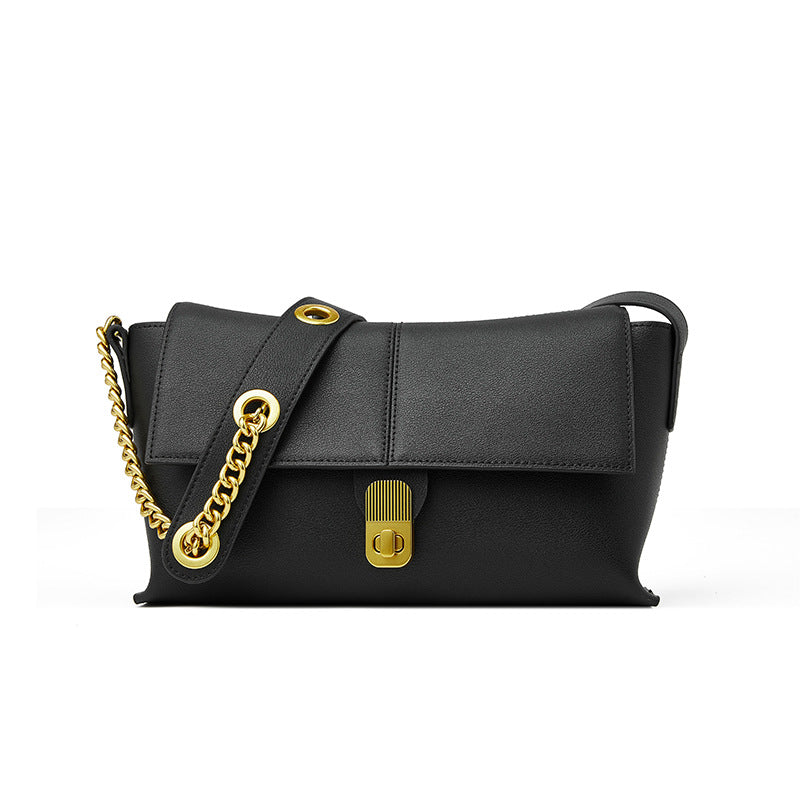Retro and luxurious cowhide women's bag genuine leather shoulder bag crossbody casual commuting paddle joint