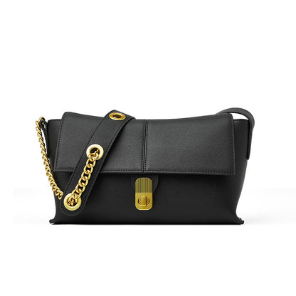 Retro and luxurious cowhide women's bag genuine leather shoulder bag crossbody casual commuting paddle joint
