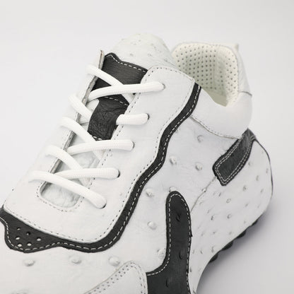 Men's Shoes Made of Ostrich Skin Genuine Leather Men's Shoes In-Heel Anti-Slip Fashion Casual Sneakers 