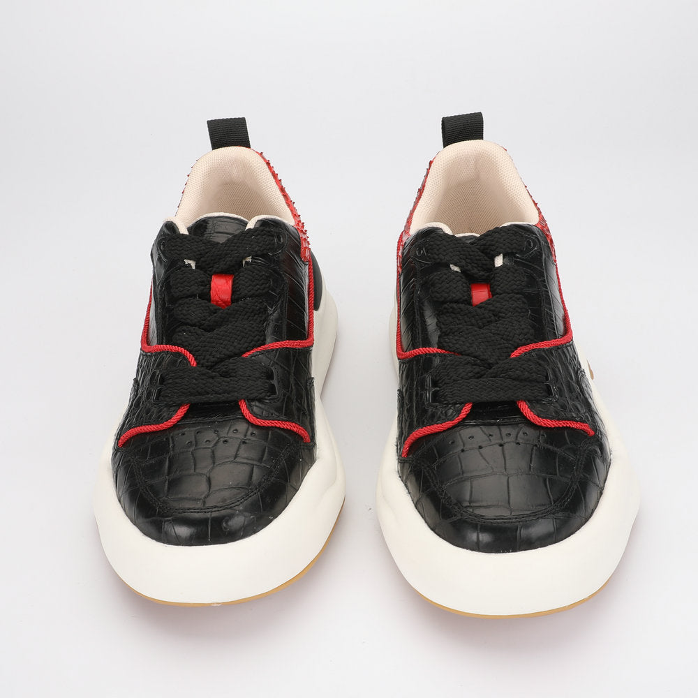 Crocodile belly skin genuine leather men's sneakers fashion sports casual shoes wear-resistant in-heel men shoes 