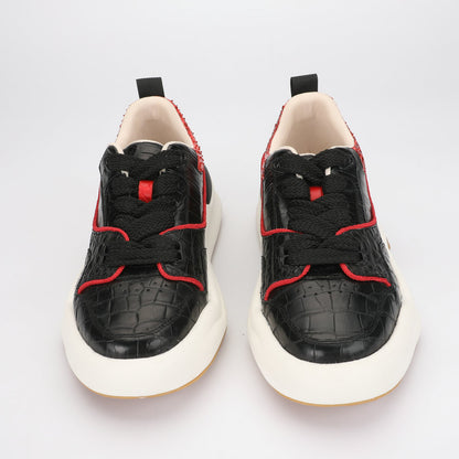 Crocodile belly skin genuine leather men's sneakers fashion sports casual shoes wear-resistant in-heel men shoes 