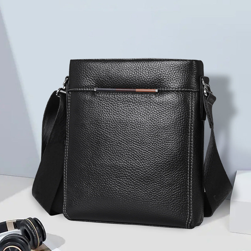 Men's Shoulder Bag Genuine Cowhide Leather Korean Fashion Business Casual Crossbody Bag for Men 