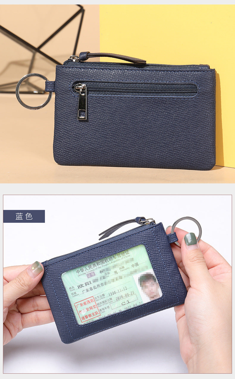 Men's Wallet Cow Leather Retro Casual Zipper Large Capacity Men's Wallet Coin Bag 