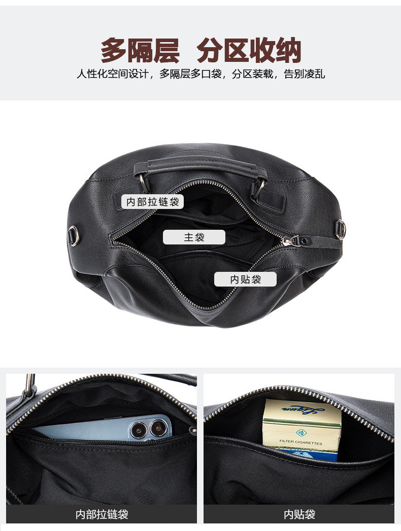 Men's Shoulder Bag Genuine Cowhide Leather Fashion Vintage Crossbody Bag for Men 