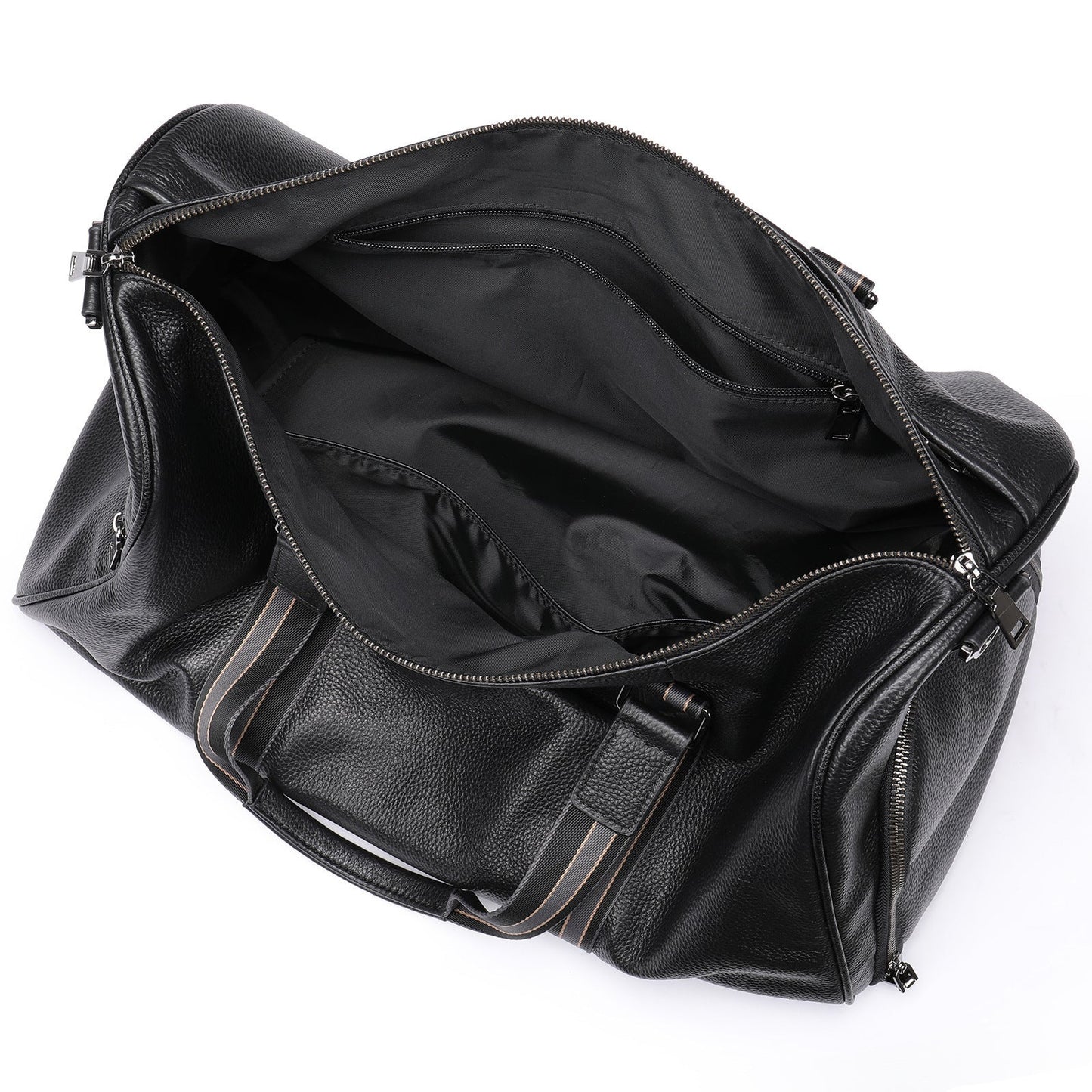 Men's Fitness Bag Genuine Cowhide Leather Dry/Wet Separate Short-distance Luggage Bag Men's Travel Bag Shoulder Bag 