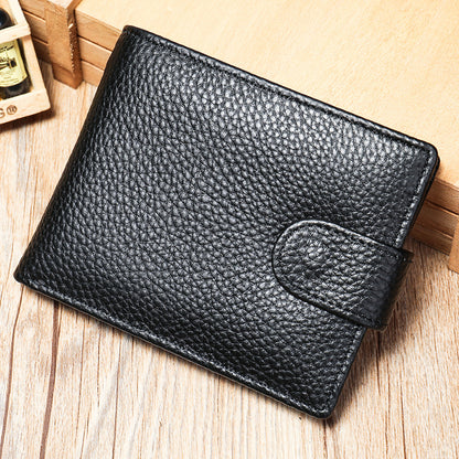 Men's Wallet RFID Genuine Cowhide Leather Card Holder Coin Casual Retro Large Capacity Clutch Bag 