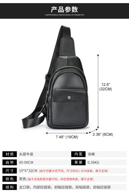 Men's Bust Bag Cowskin Genuine Leather Outer Multifunctional Fashion Casual Sports Men Bag 