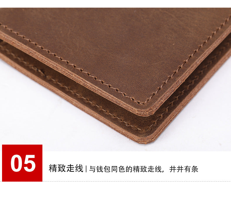 Men's short wallet cowhide retro card holder men's wallet 