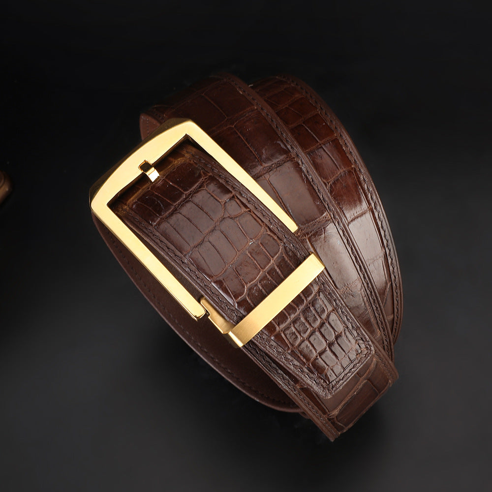 Siamese Crocodile Skin Men's Belt Genuine Leather Business Casual Width 3.8cm Men's Belt 