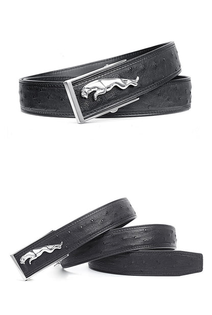 Ostrich skin men's belt genuine leather business casual automatic buckle width 3.4cm high quality male belt 