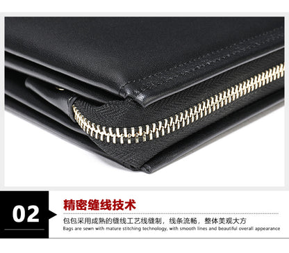 Men's Long Wallet Sheepskin Large Capacity Clutch Bag Business Wrist Bag Men's Wallet 
