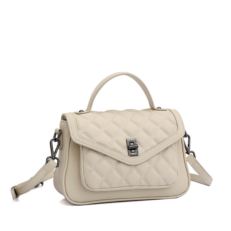 Small square bag French temperament rhombus lattice handbags shoulder bag cowhide women bag