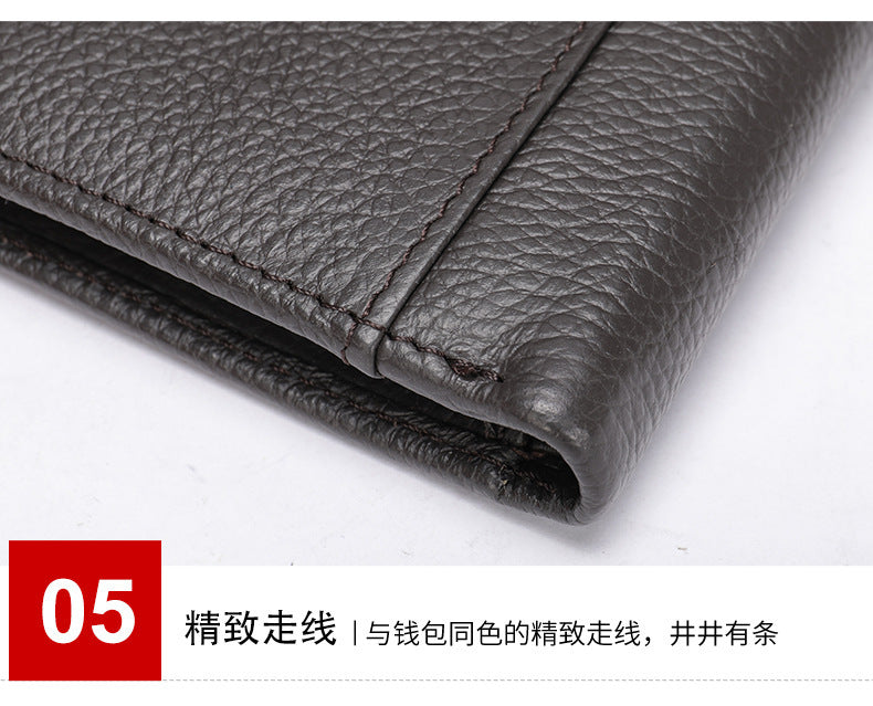 Men's short wallet made of genuine cowhide leather bifold folding DIY handmade wallet men's wallet 