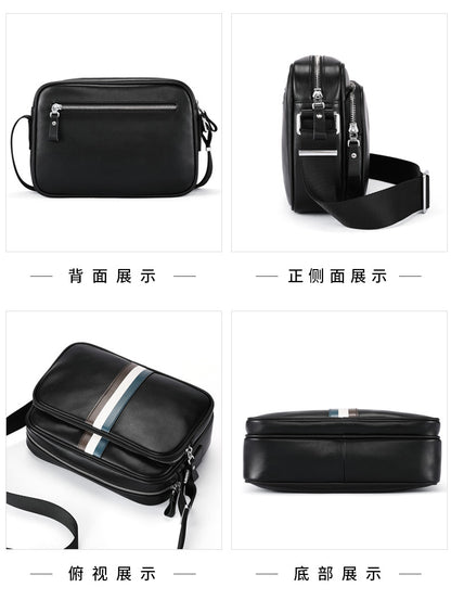 Men's shoulder bag, genuine cowhide leather, business fashion, large capacity, crossbody bag 