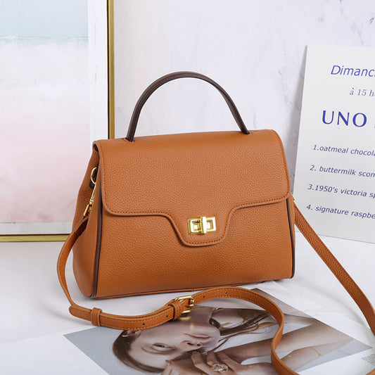 Genuine leather ladies bag cowhide commuter bag fashion large capacity shoulder shoulder handbag