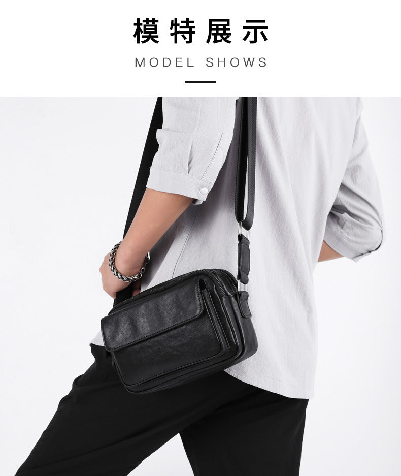 Men's Shoulder Bag Made of Cowhide Genuine Leather High Quality Business Casual Crossbody Bag 