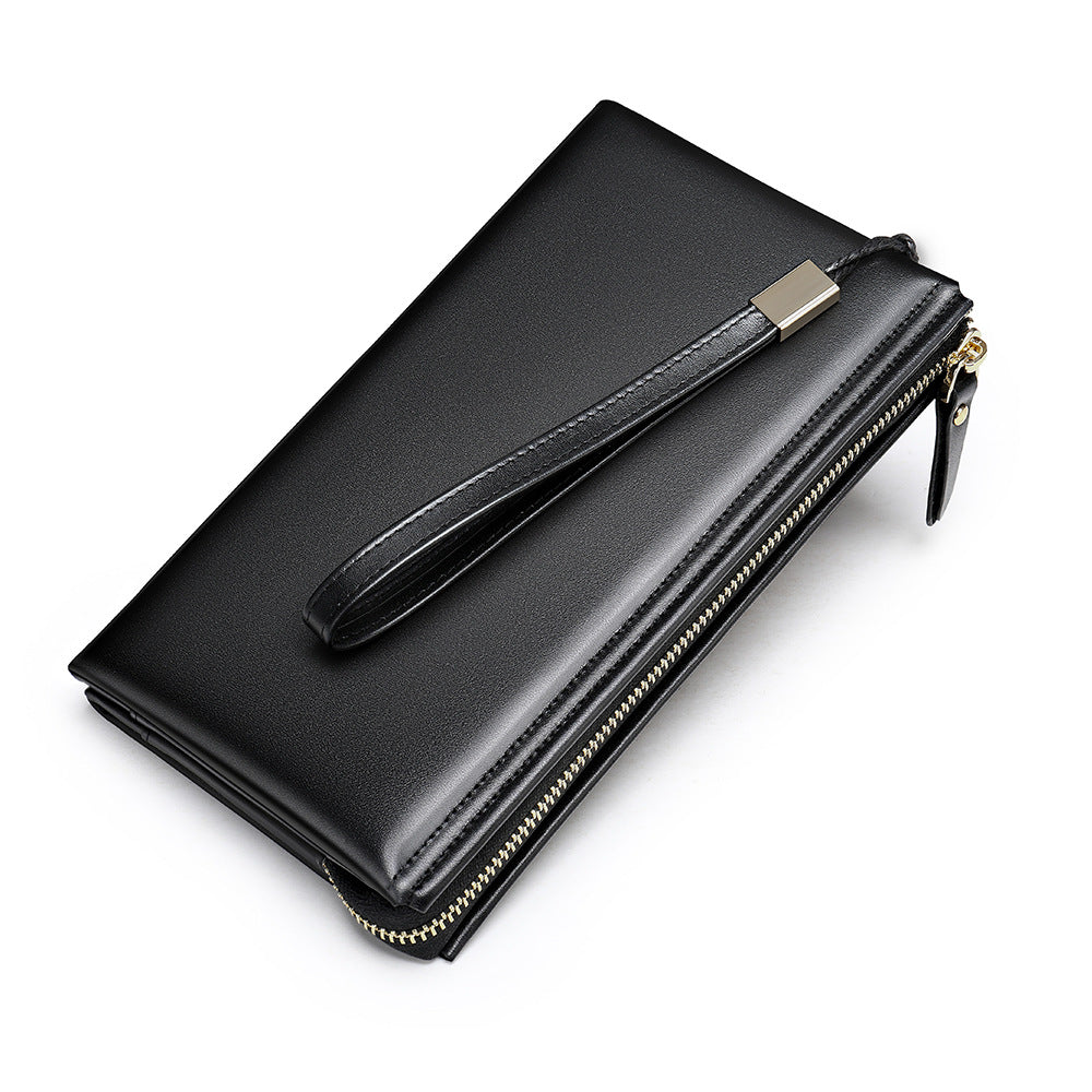 Men's Long Wallet Sheepskin Large Capacity Clutch Bag Business Wrist Bag Men's Wallet 