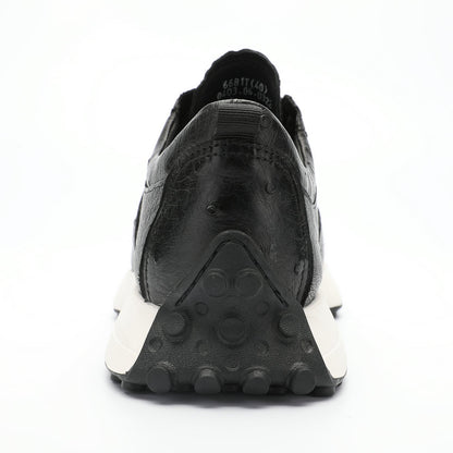 Ostrich skin men's shoes genuine leather sports casual sneakers thick sole wear-resistant breathable men's shoes 