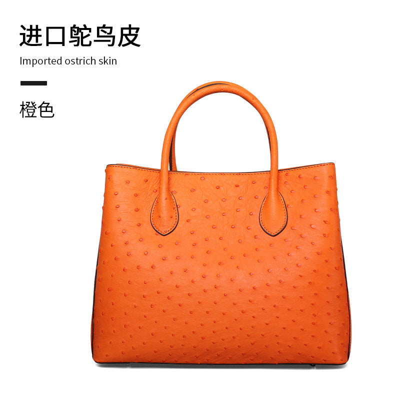 Ostrich leather women's bag genuine leather bag fashion trend large capacity leather tote bag