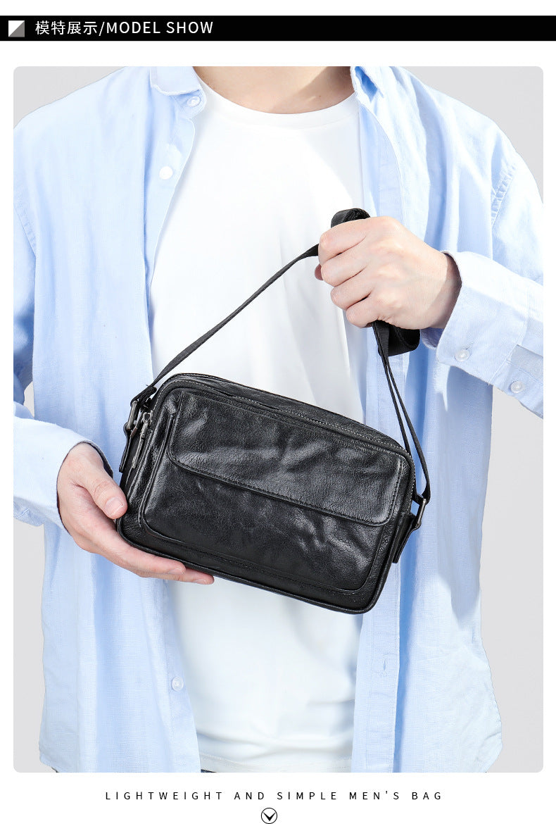 Men's Shoulder Bag Made of Genuine Cowhide Leather Casual Fashion Men's Crossbody Bag 