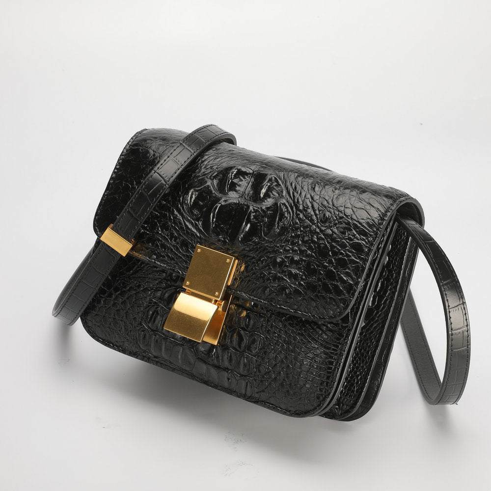 Siamese crocodile skin small square bag tofu bag shoulder bag ladies diagonal shoulder bag