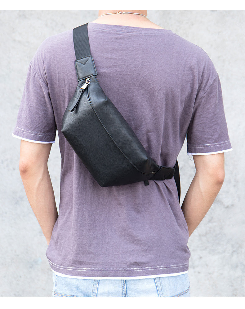 Men's bust bag Genuine cowhide leather casual sports crossbody bag for men Shoulder bag 