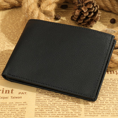Men's short wallet cowhide magnetic snap anti-theft brush RFID coin card holder card bag wallet for men 