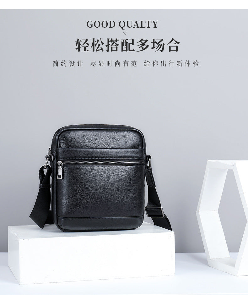 Men's shoulder bag, genuine cowhide leather, business commuting style, crossbody bag for men 