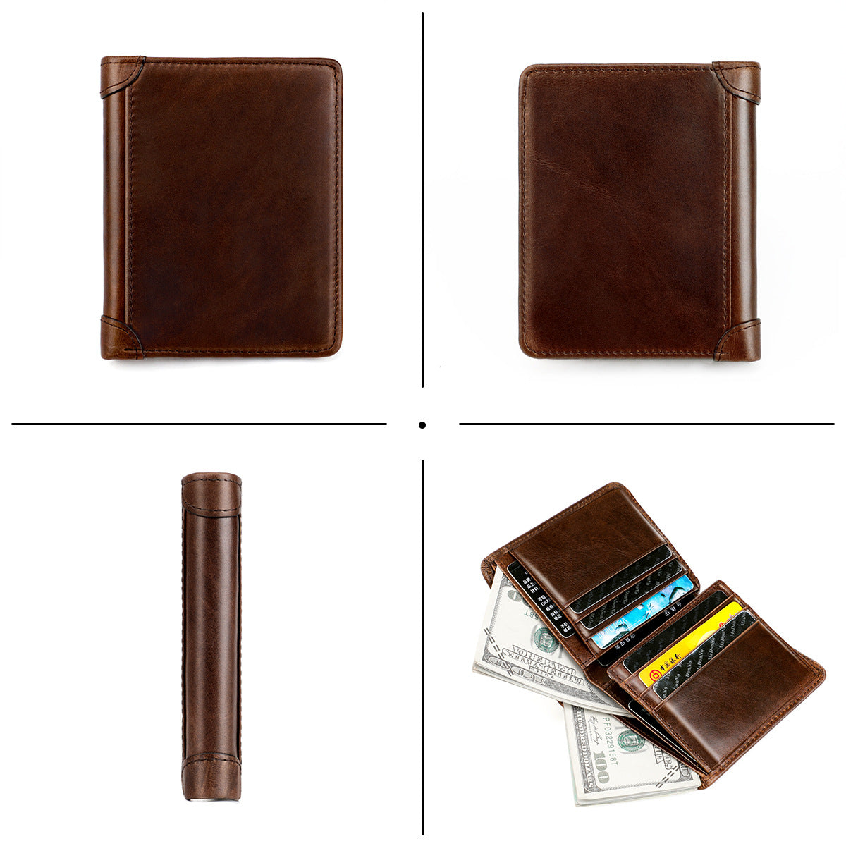 Men's wallet genuine cowhide leather RFID anti-theft brush large capacity multi-functional men's wallet 
