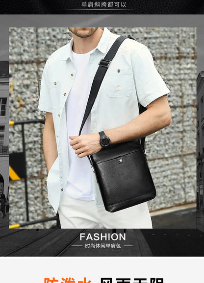 Men's Shoulder Bag Made of Genuine Cowhide Leather Large Capacity Casual Bag for Men 