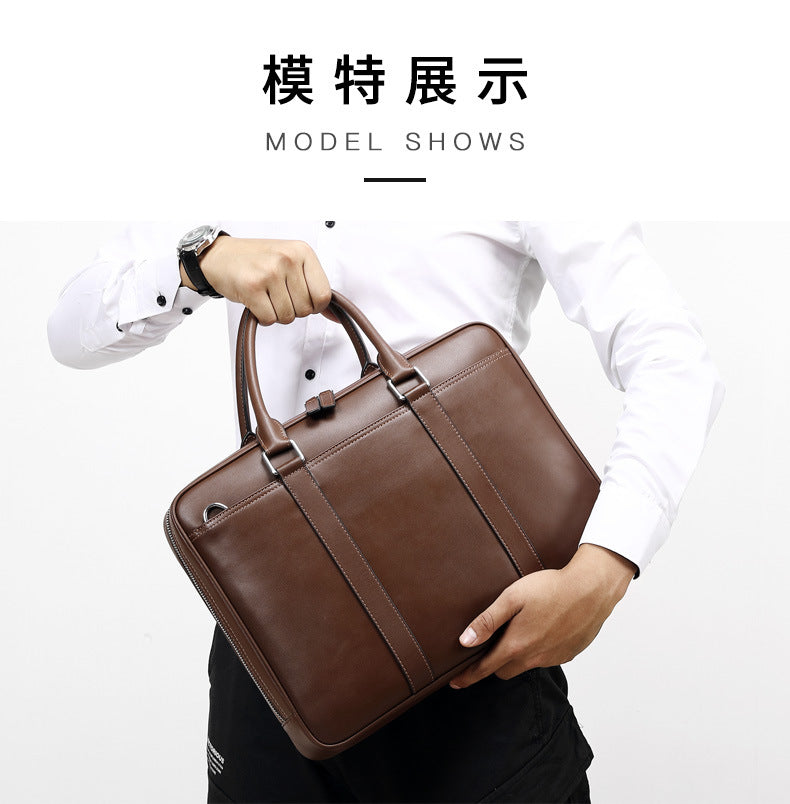 Men's briefcase business genuine cowhide leather casual simple crossbody shoulder bag handbag 