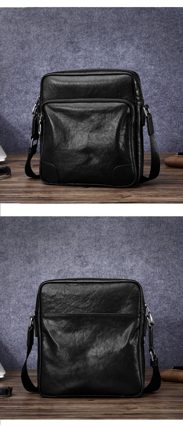 Men's shoulder bag genuine cowhide leather business casual fashion large capacity crossbody bag 