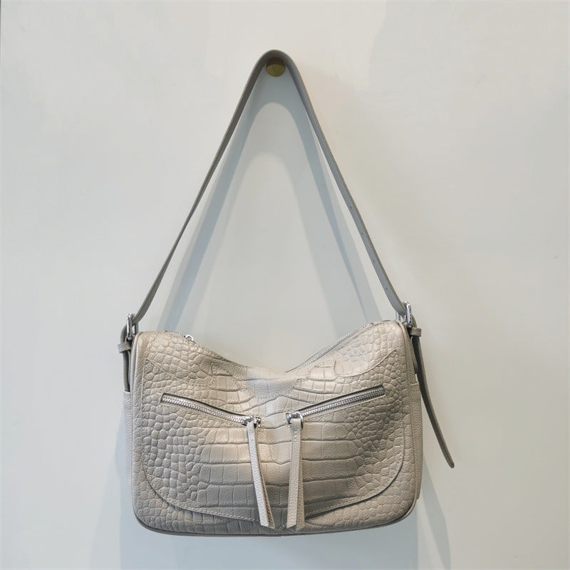 Crocodile pattern large capacity shoulder bag genuine leather ladies bag stylish shoulder bag tote bag 