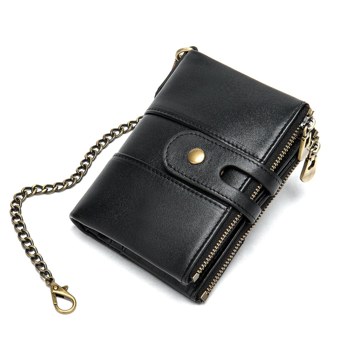 Men's short wallet genuine cowhide leather retro RFID anti-theft card bag 