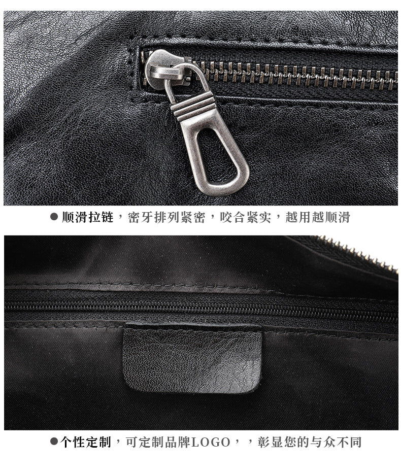 Men's Shoulder Bag Made of Genuine Cowskin Leather with Hand-held Crest High Quality Luxury Fashion Crossbody Bag for Men 