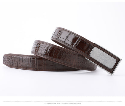 Siamese Crocodile Skin Men's Belt Automatic Buckle Business Casual Genuine Leather Belt 