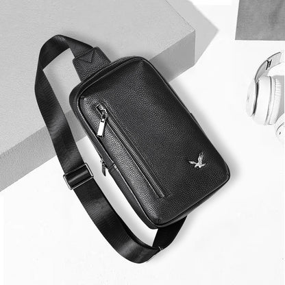 Men's bust bag cowhide Korean casual fashion simple crossbody bag 